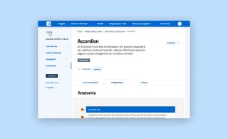 Accordion. An Accordion is a list of headings that can expand to show hidden content, useful for optimising page space and creating links to related content. From the documentation of .italy available from the Designers Italia site.